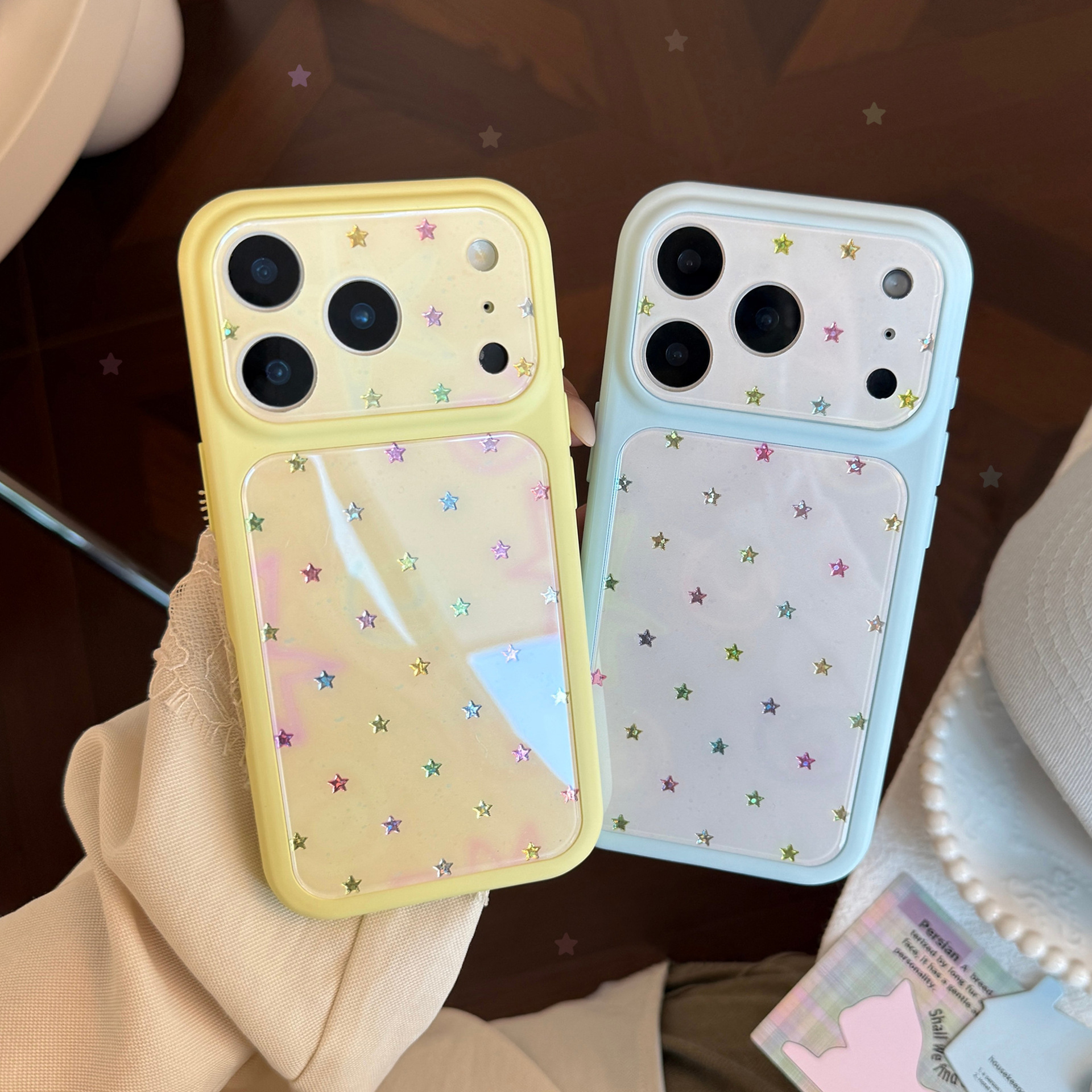 Phone Cases For Iphone 13 - Korean Full Screen Gilding Colorful Stars