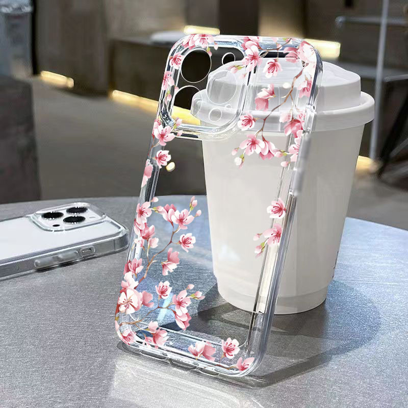 Phone Cases Pink - Pink Flower Design Transparent Phone Case