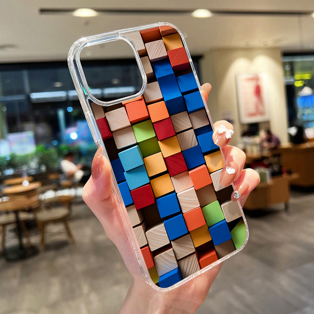 Phone Cases Magnetic - Colored Blocks Magnetic Wireless Charging Clear