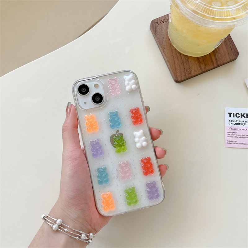 Cute 3D Colorful Bear Drop Glu - Phone Cases Xr Cute บทวิจารณ์และราคา