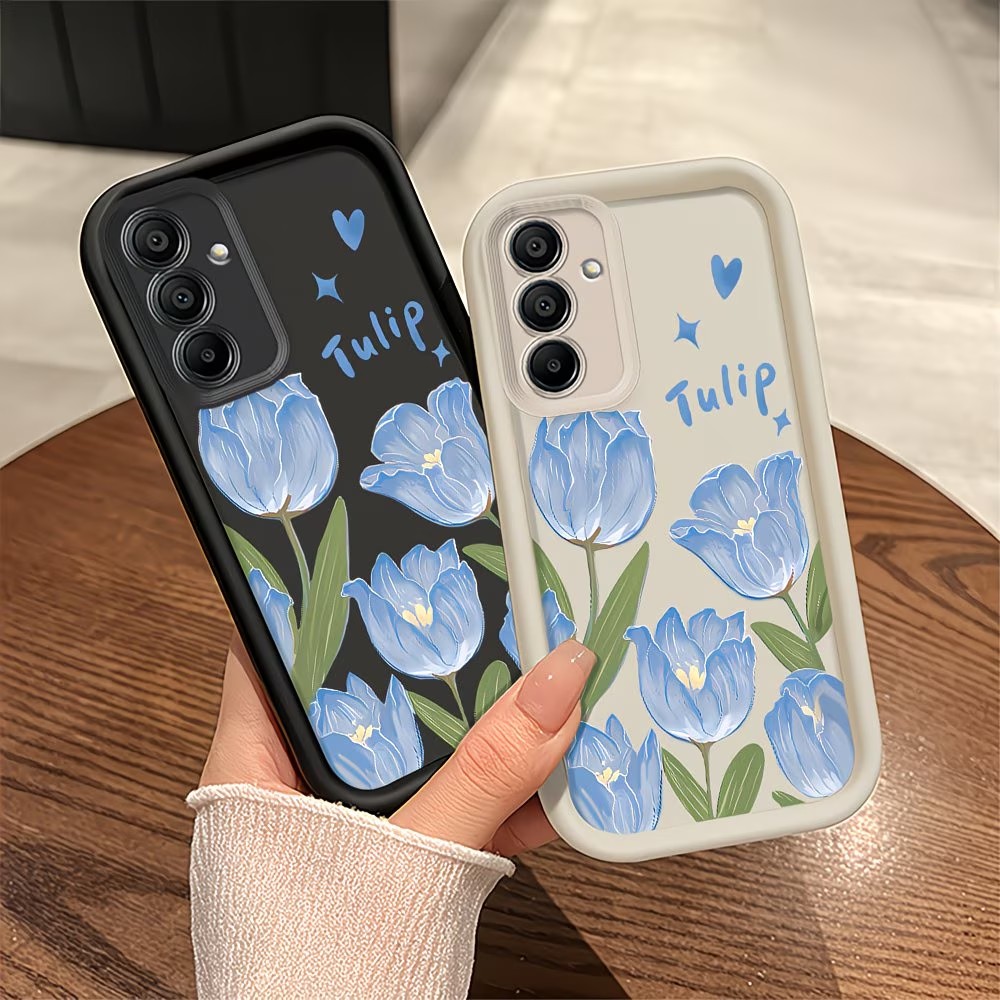 Blue Tulip Print Phone Case Fo - Phone Cases Blue บทวิจารณ์และราคา