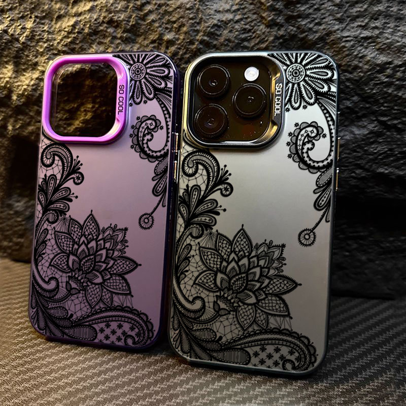 Black lace print New Hot Elect - Phone Cases Trendy บทวิจารณ์และราคา