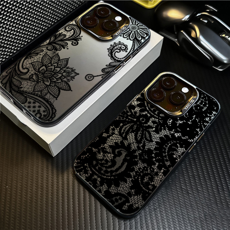 Black lace print New Hot Elect - Phone Cases Trendy บทวิจารณ์และราคา