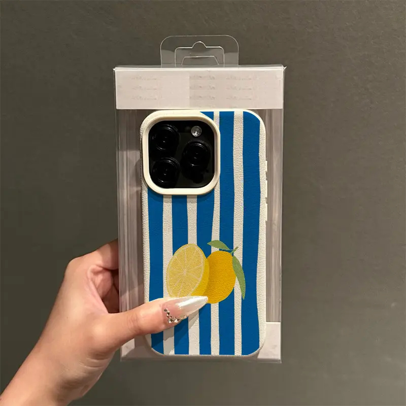 Yellow Lemon Blue Stripe Patte - Phone Cases Blue บทวิจารณ์และราคา