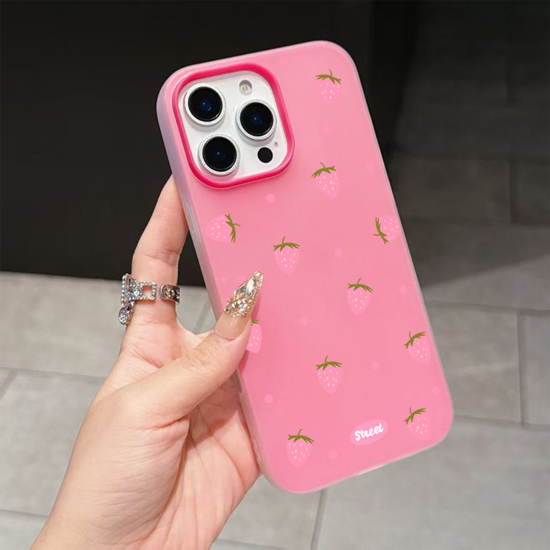 Sweet Pink Strawberry Pattern  - Phone Cases Pink บทวิจารณ์และราคา