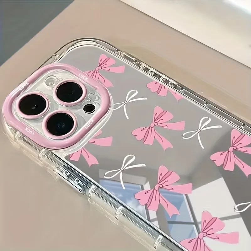 Simple Blue Pink Bow Girl Cute - Phone Cases Pink บทวิจารณ์และราคา