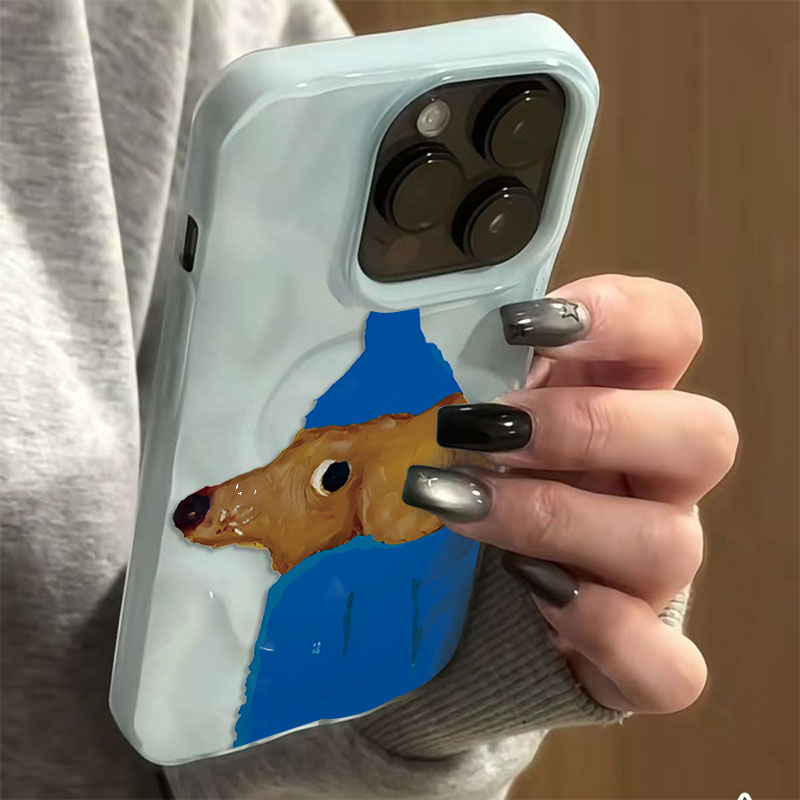 Blue Hat Puppy Folds Texture S - Phone Cases Blue บทวิจารณ์และราคา