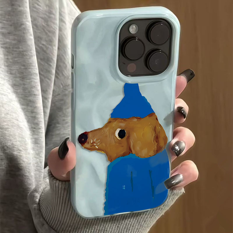 Blue Hat Puppy Folds Texture S - Phone Cases Blue บทวิจารณ์และราคา