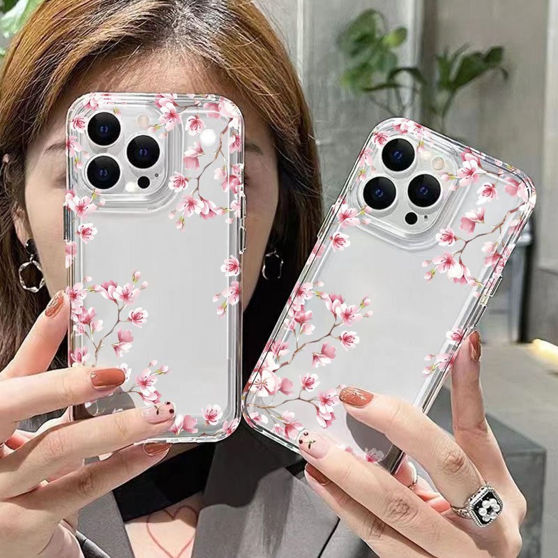 Pink Flower Design Transparent - Phone Cases Pink บทวิจารณ์และราคา