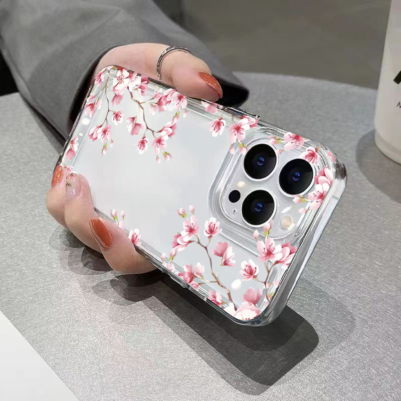 Pink Flower Design Transparent - Phone Cases Pink บทวิจารณ์และราคา