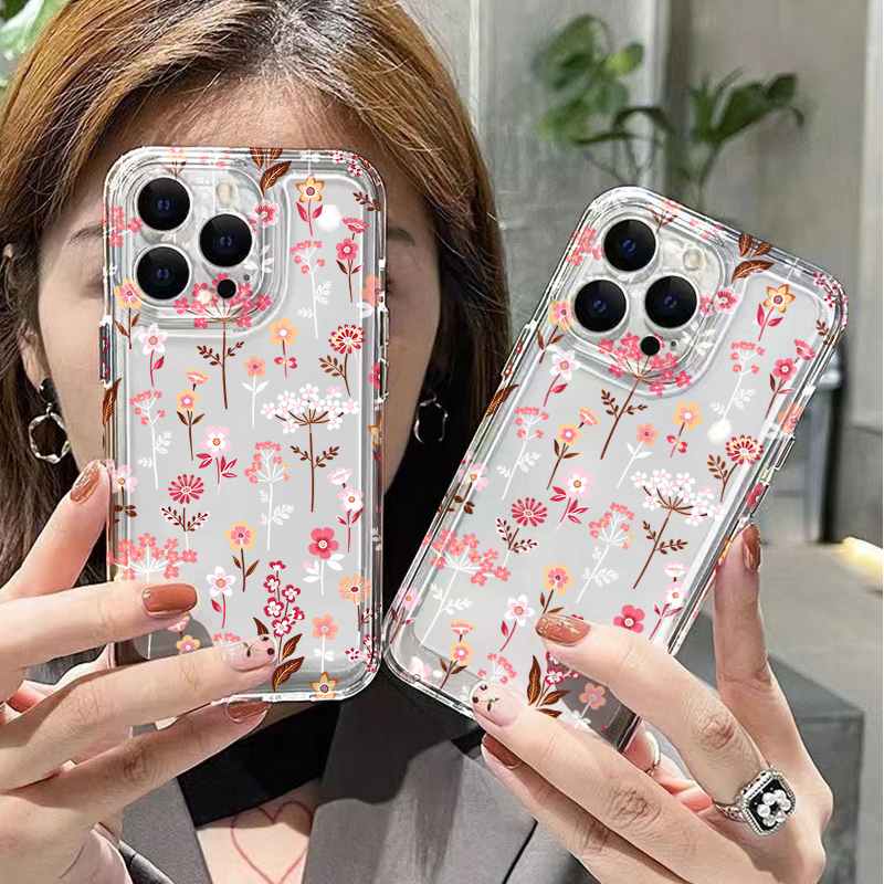 White Pink Floral Transparent  - Phone Cases Pink บทวิจารณ์และราคา