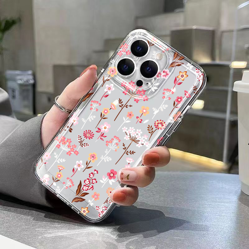 White Pink Floral Transparent  - Phone Cases Pink บทวิจารณ์และราคา