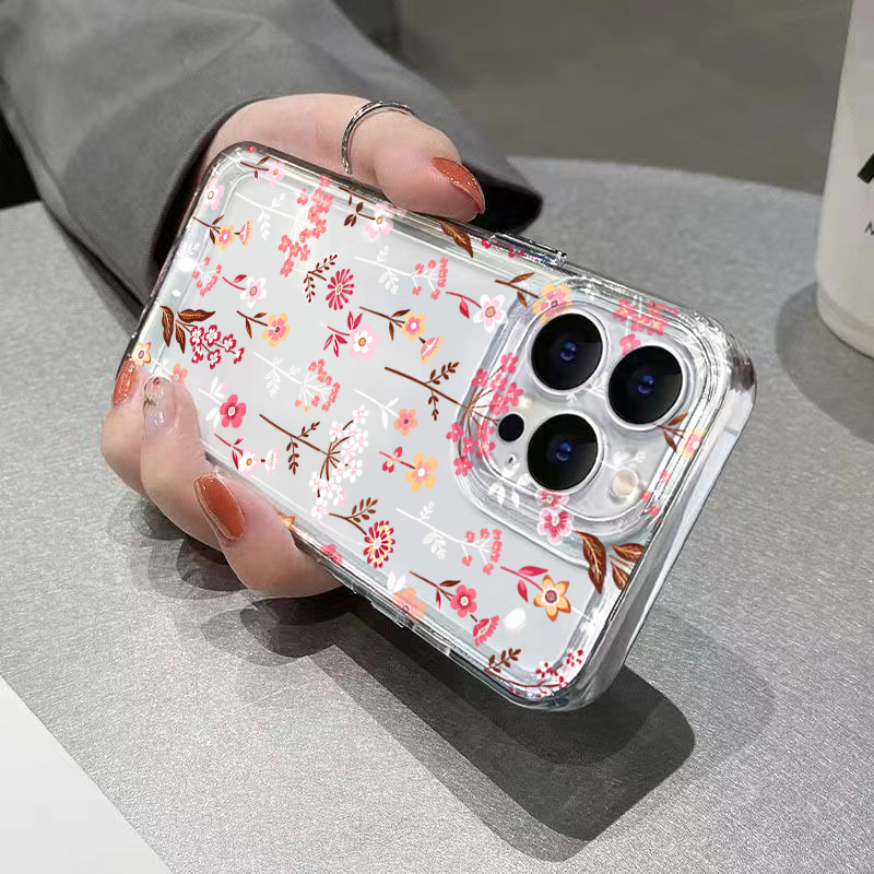 White Pink Floral Transparent  - Phone Cases Pink บทวิจารณ์และราคา