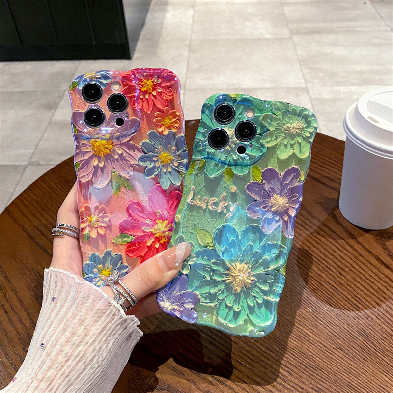 Retro Blue Light Oil Painting  - Phone Cases For Iphone 13 บทวิจารณ์และราคา