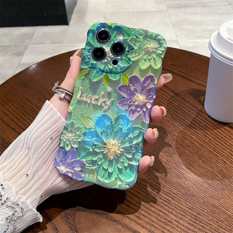Retro Blue Light Oil Painting  - Phone Cases For Iphone 13 บทวิจารณ์และราคา