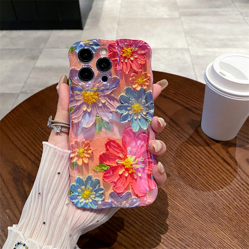 Retro Blue Light Oil Painting  - Phone Cases For Iphone 13 บทวิจารณ์และราคา