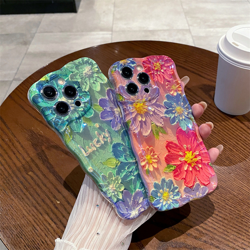 Retro Blue Light Oil Painting  - Phone Cases For Iphone 13 บทวิจารณ์และราคา