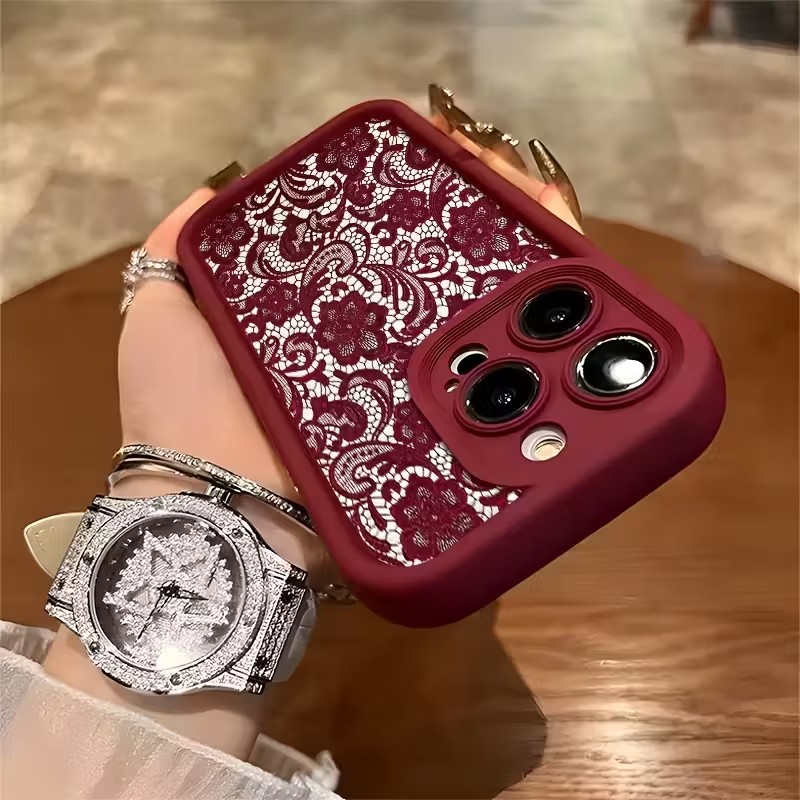 Red Lace Trendy Pattern Phone  - Phone Cases Trendy บทวิจารณ์และราคา