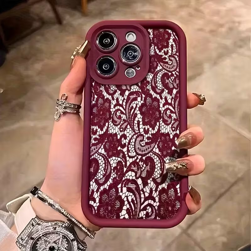 Red Lace Trendy Pattern Phone  - Phone Cases Trendy บทวิจารณ์และราคา