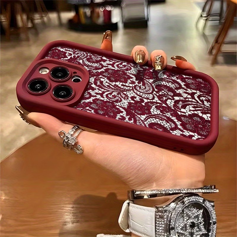 Red Lace Trendy Pattern Phone  - Phone Cases Trendy บทวิจารณ์และราคา