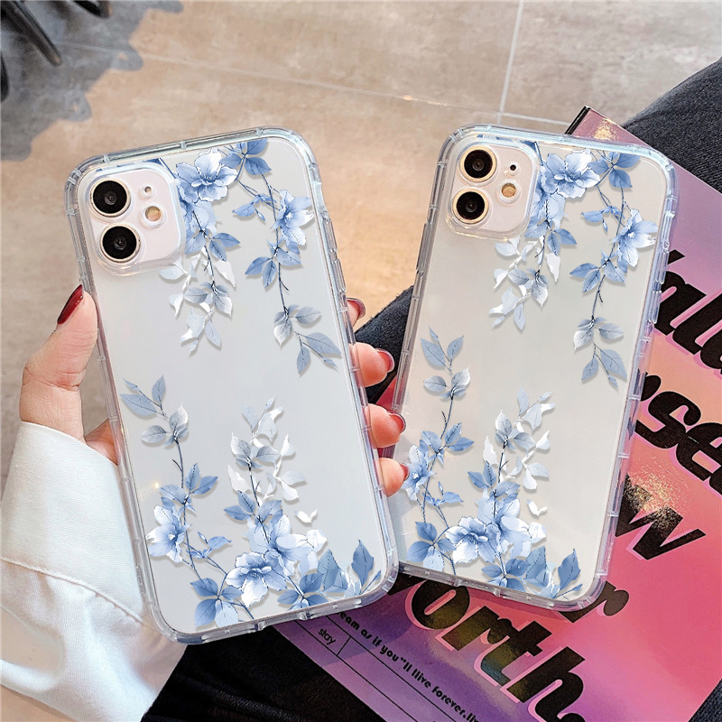 Blue Flower Transparent Phone  - Phone Cases Blue บทวิจารณ์และราคา